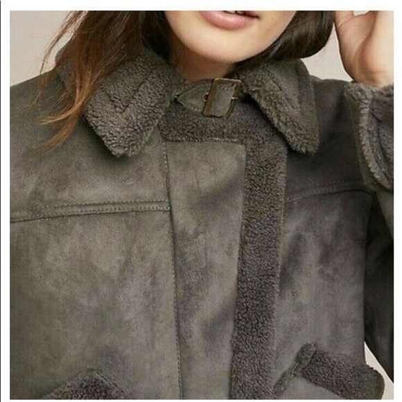 NWT Anthropologie Marrakech Aviator Gray Coat - Picture 4 of 7